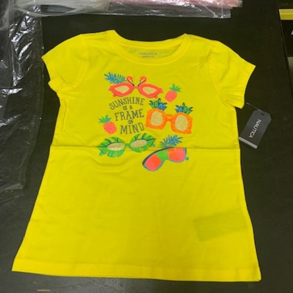Nautica Girl's Yellow Short Sleeve, "Sunshine is a Frame of Mind" T-shirt S NWT - Picture 1 of 9